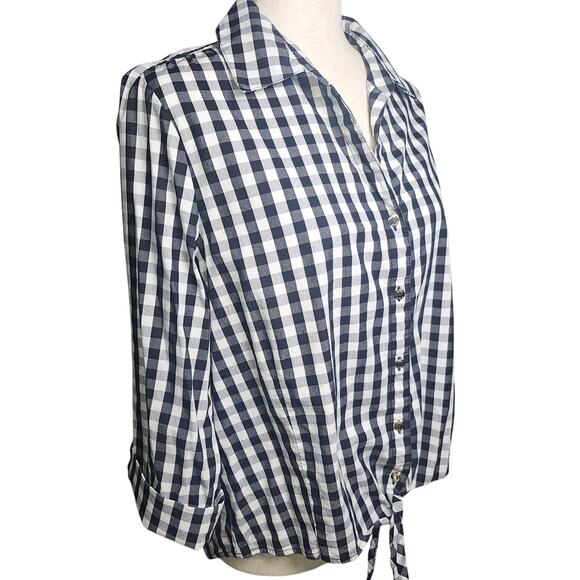 Anne Klein Black and White Button Up High Low with Front Tie Large - Picture 2 of 10